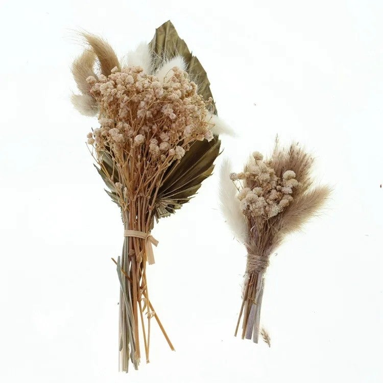 Bluejw Ychon Dried Palm Leaf Cake Topper, Natural Dried Flower Bouquet Cupcake Topper - Reusable Dried Plants Cake Decorations - Image 1