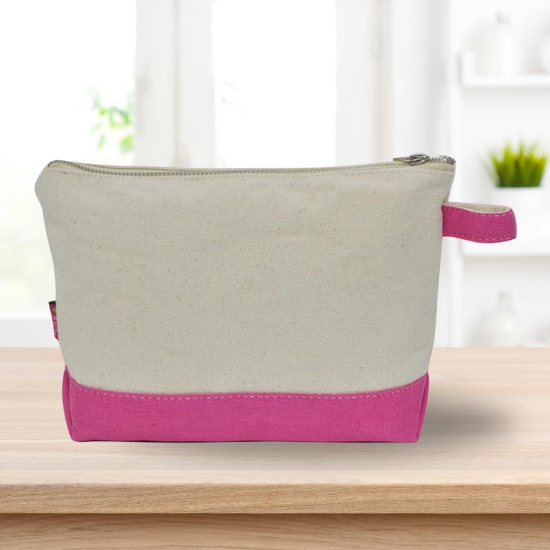 Ngil Jute/Canvas Large Travel Dyi Cosmetic Bag Pouch For Women Multipurpose Travel Toiletry Pouch  Personalized Makeup Bag  Best Friend Gift  Bridesmaid Gift Ideas (Jute-Hot Pink) - Image 5