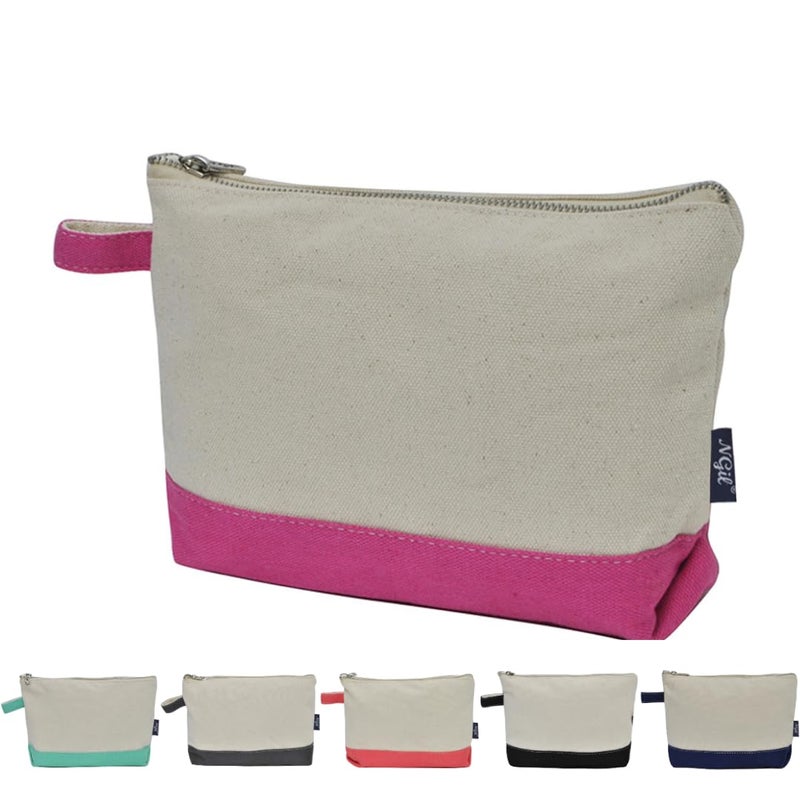 Ngil Jute/Canvas Large Travel Dyi Cosmetic Bag Pouch For Women Multipurpose Travel Toiletry Pouch  Personalized Makeup Bag  Best Friend Gift  Bridesmaid Gift Ideas (Jute-Hot Pink) - Image 1