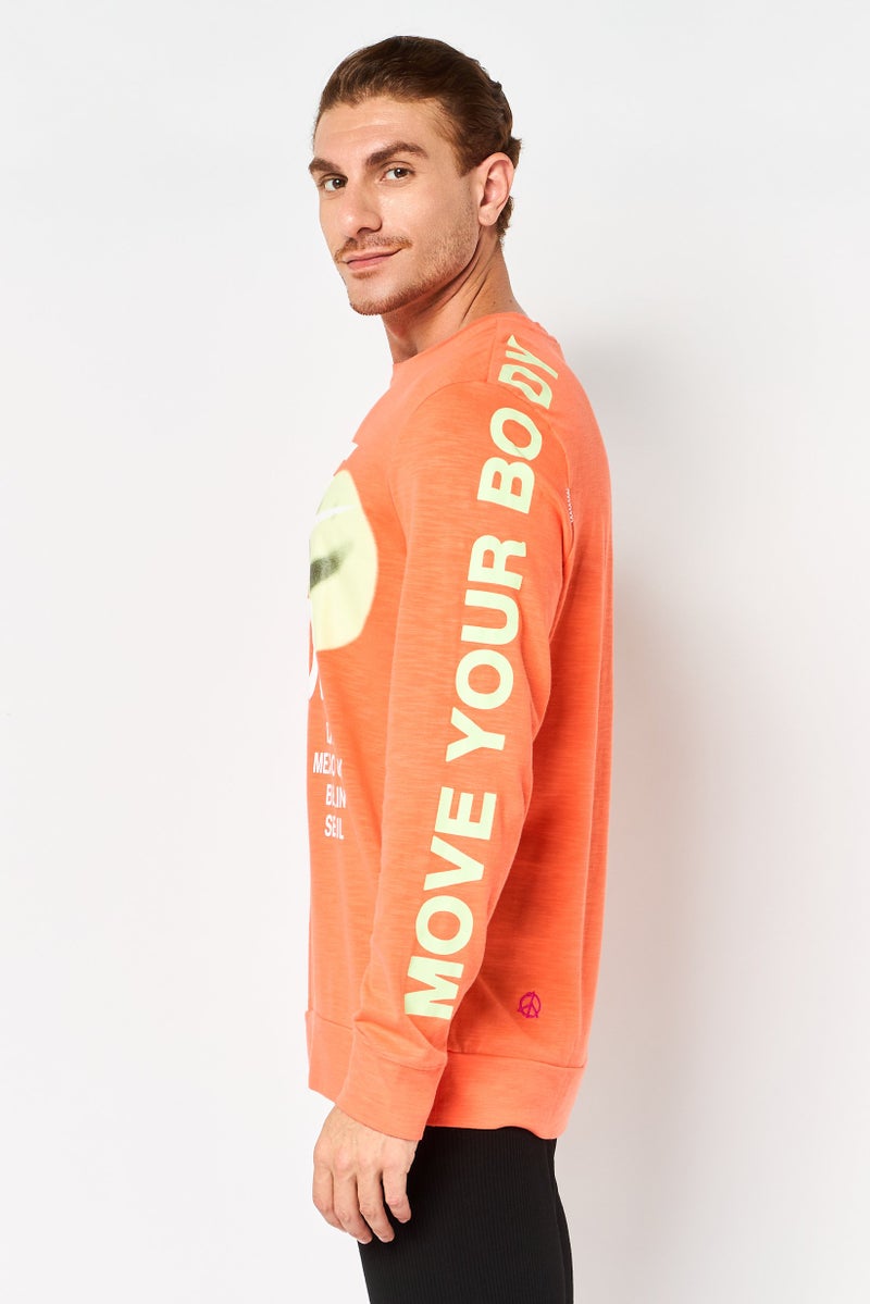 Nike Men Standard Fit Long Sleeve Outdoor T-Shirt, Orange - Image 2