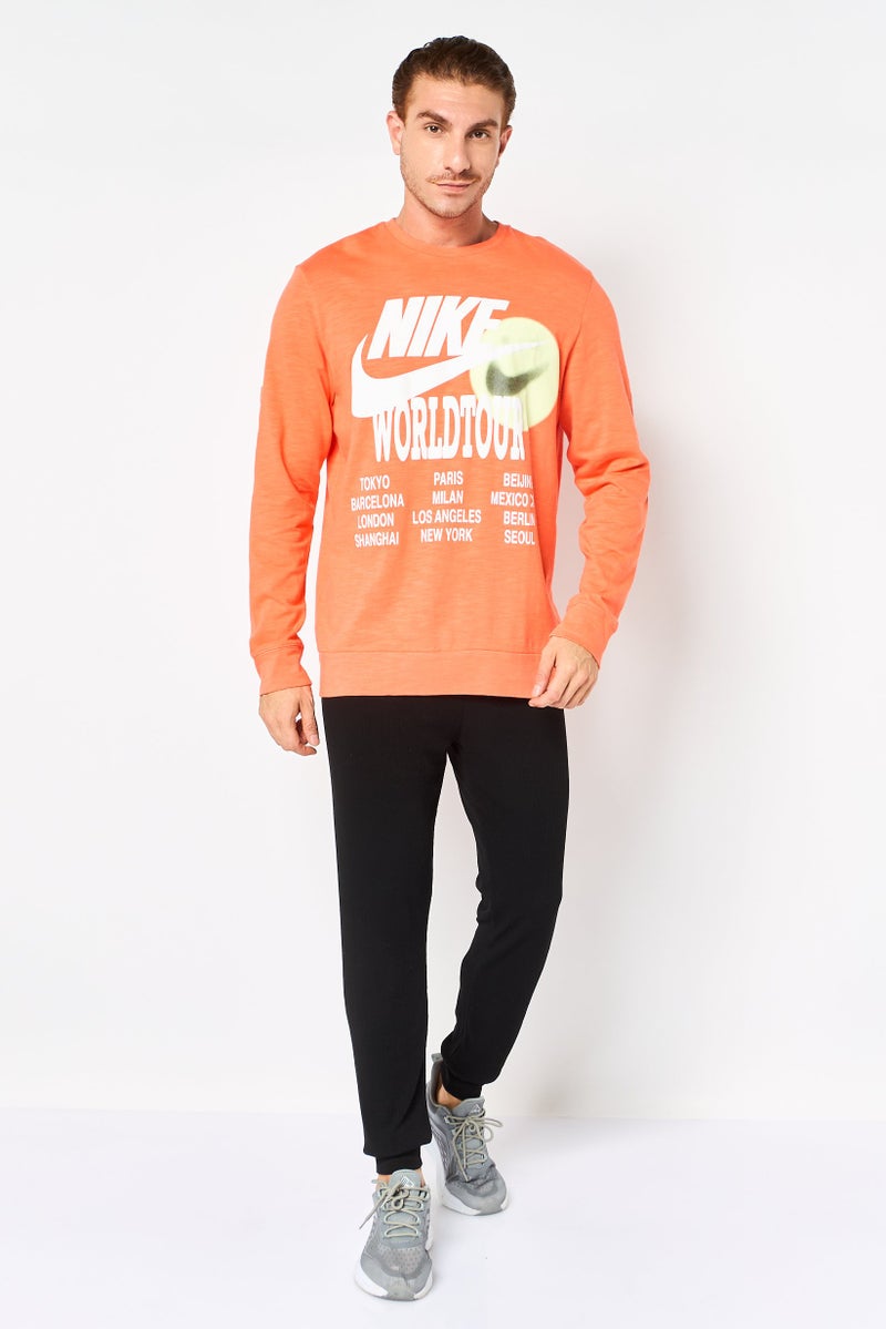 Nike Men Standard Fit Long Sleeve Outdoor T-Shirt, Orange - Image 3