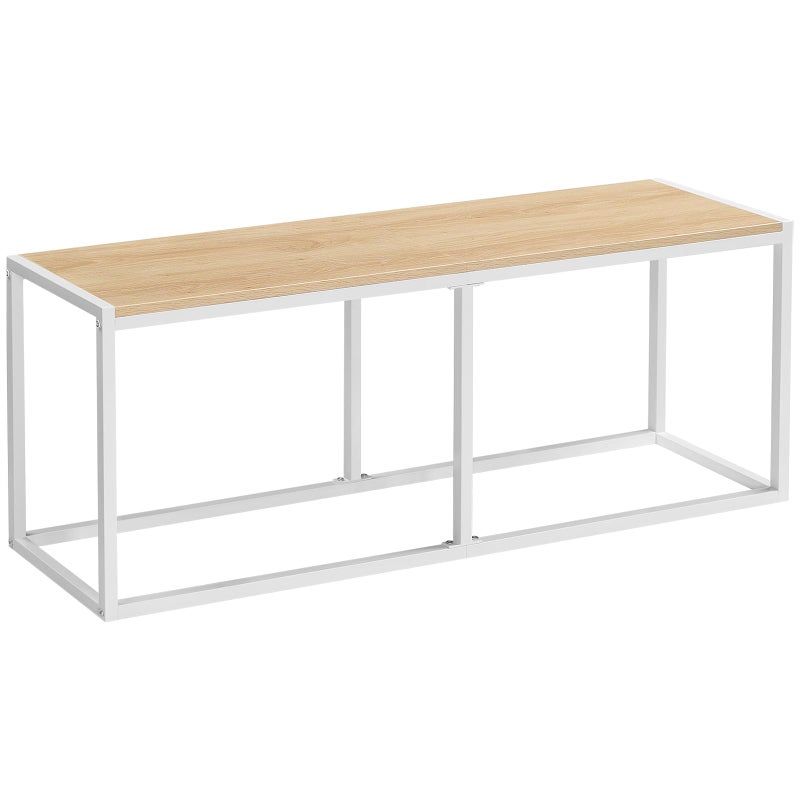 HOOBRO Dining Bench, 47.2 Inch Table Bench, Industrial Style Kitchen Bench, Steel Frame, Easy to Assemble, for Kitchen, Dining Room, White and Natural WN12CD01 - Image 1