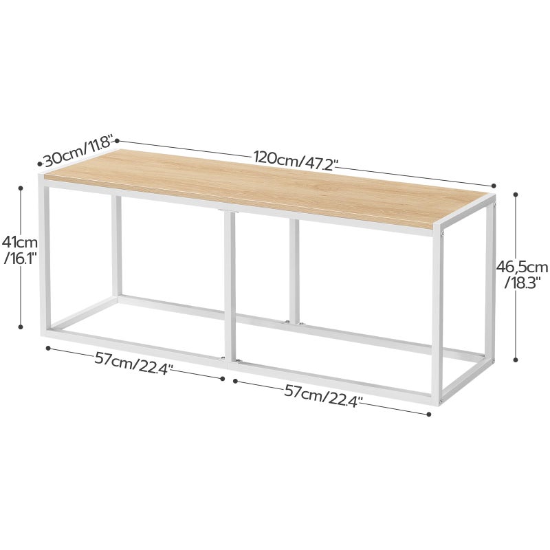HOOBRO Dining Bench, 47.2 Inch Table Bench, Industrial Style Kitchen Bench, Steel Frame, Easy to Assemble, for Kitchen, Dining Room, White and Natural WN12CD01 - Image 3