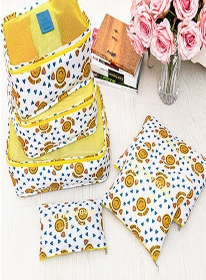 Flywind 6-in-1 Travel Organizer Packing Cubes Yellow Smiley Polyester & Polyester Blend New Smile Emoji Travel Accessories (Yellow) - Image 4