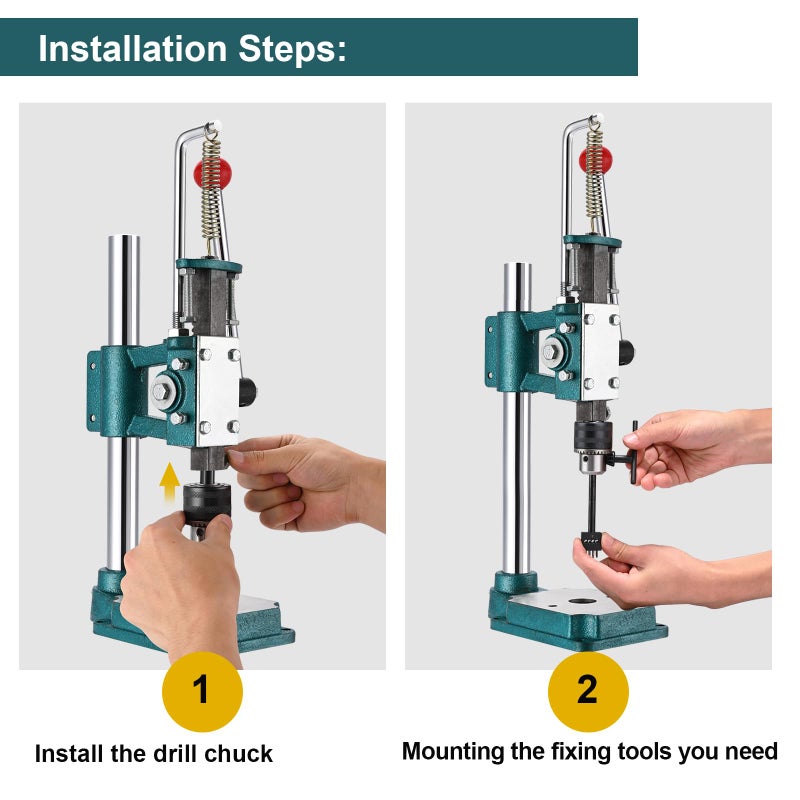 Soiiw Leather Hole Puncher Hand Punching Machine Heavy Duty Manual Press Puncher Punch Tools for DIY Leather Craft Punching Holes with 1.5-13mm Clamping Chuck - Image 5