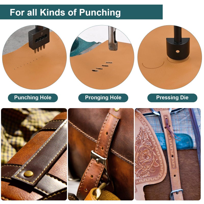 Soiiw Leather Hole Puncher Hand Punching Machine Heavy Duty Manual Press Puncher Punch Tools for DIY Leather Craft Punching Holes with 1.5-13mm Clamping Chuck - Image 2