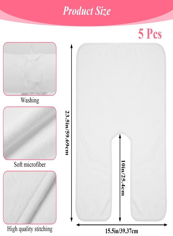Caeuiciw 5 Pieces Facial Towels for Estheticians Wrap Soft Facial Cloth with Split Design Microfiber Soft Spa Towel for Skincare, Massage & Professional Use (White - Image 2