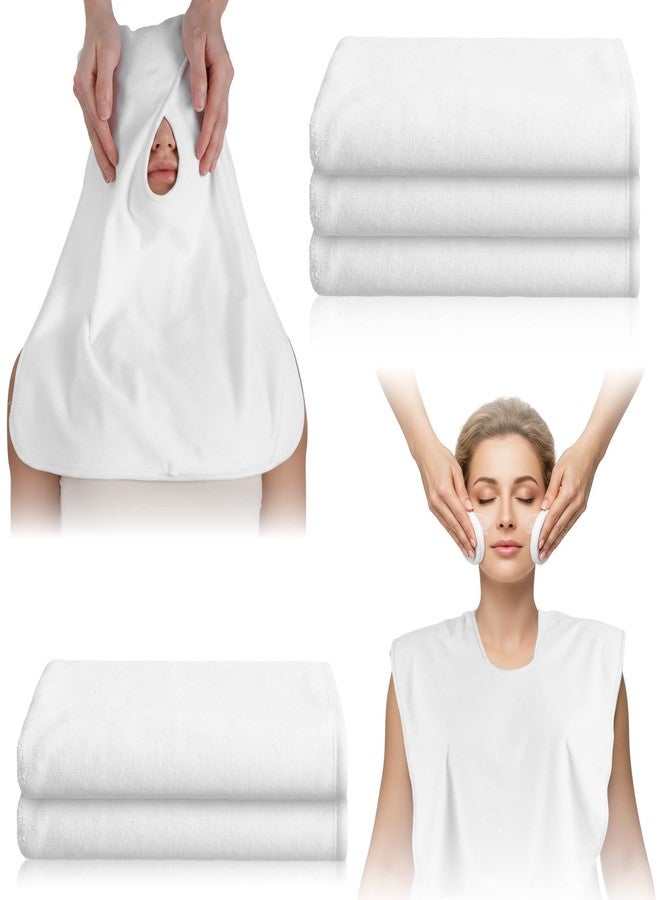 Caeuiciw 5 Pieces Facial Towels for Estheticians Wrap Soft Facial Cloth with Split Design Microfiber Soft Spa Towel for Skincare, Massage & Professional Use (White - Image 1