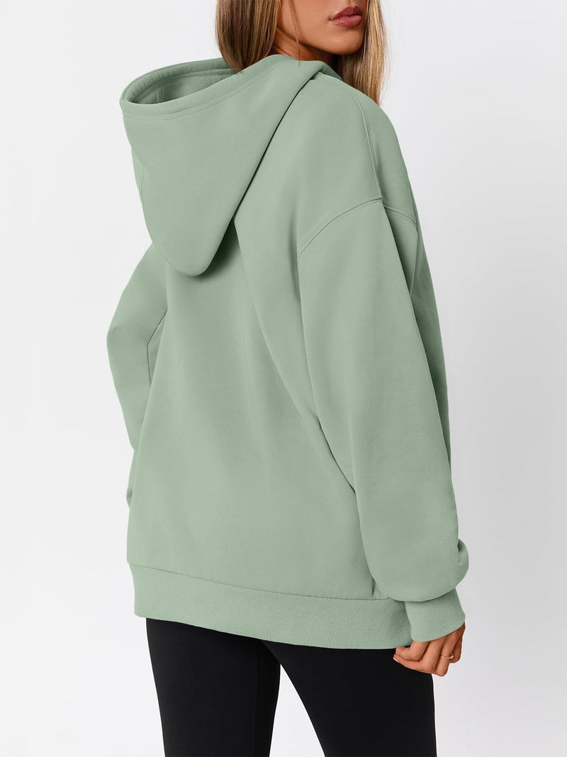 WYNNQUE Hoodies for Women Oversized Sweatshirts Fall Fashion Outfits 2026 Casual Sweaters Tops Fleece Plus Size Workout Comfy Winter Clothes LightGreen S - Image 4