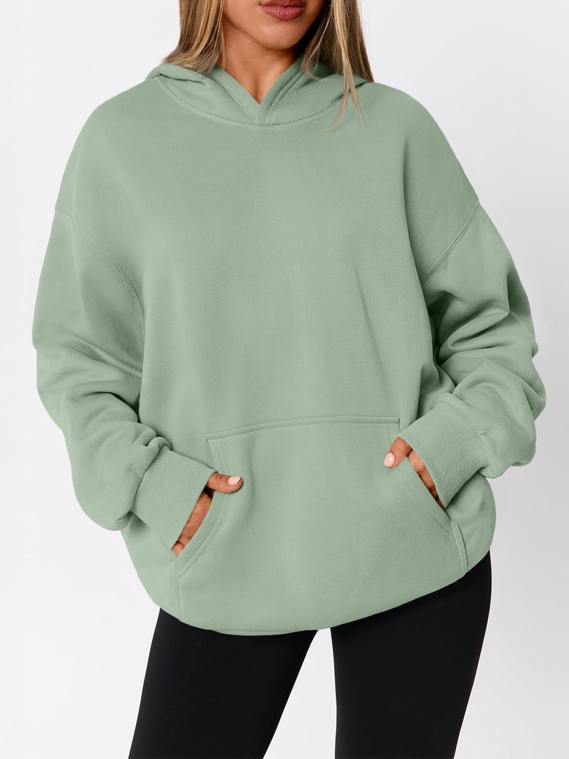 WYNNQUE Hoodies for Women Oversized Sweatshirts Fall Fashion Outfits 2026 Casual Sweaters Tops Fleece Plus Size Workout Comfy Winter Clothes LightGreen S - Image 3