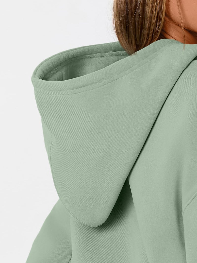 WYNNQUE Hoodies for Women Oversized Sweatshirts Fall Fashion Outfits 2026 Casual Sweaters Tops Fleece Plus Size Workout Comfy Winter Clothes LightGreen S - Image 5