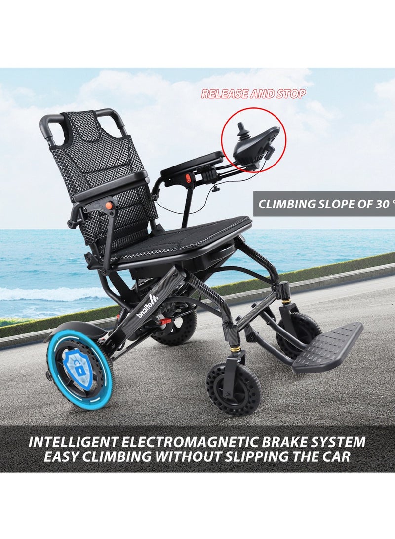 Lightweight Folding Electric Wheelchair, Only 34lbs, Foldable Power Wheelchair for Adults, Dual Motors, Motorized Mobility Scooters for Seniors, All Terrain, Travel Size, Airline Approved - Image 4