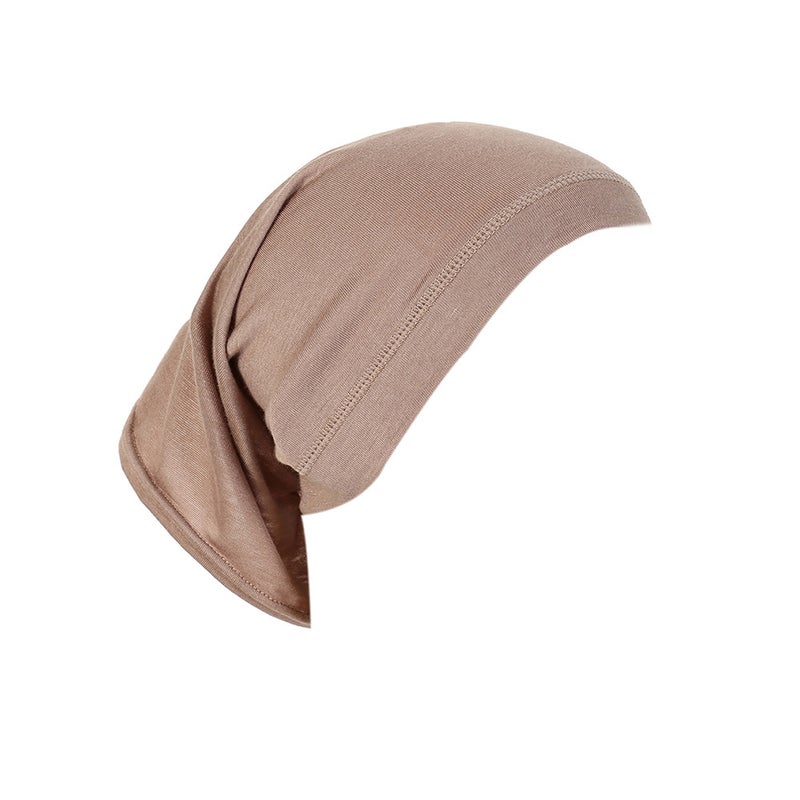 Modal Solid Color Malaysia Beanie Womens Cotton Neck Scarf Cap 25# shallow khakis 