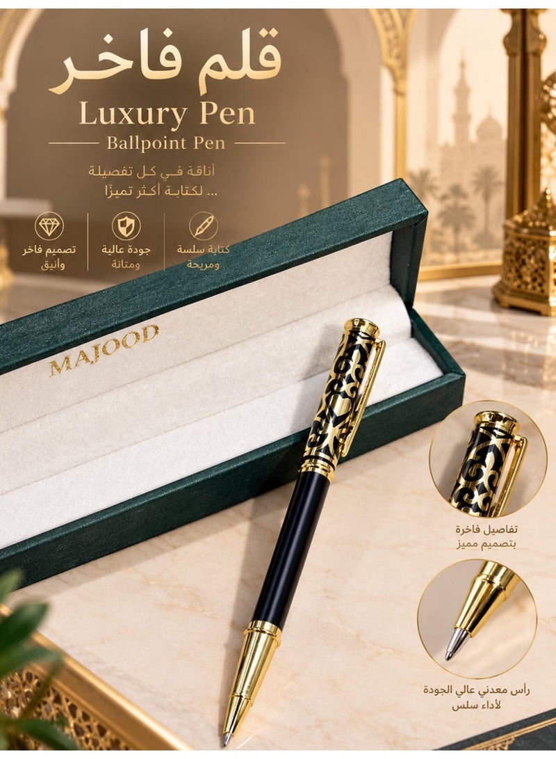 MAJOOD Premium Gift Set: 33 Beads Natural Turquoise and Synthetic Agate Prayer Beads And a Replaceable Ink cartridge Black and Golden pen (Two-Piece Set) – Includes a Beautiful Gift Box, Ideal for Ramadan, Eid al-Fitr, and Daily Prayers. - Image 3