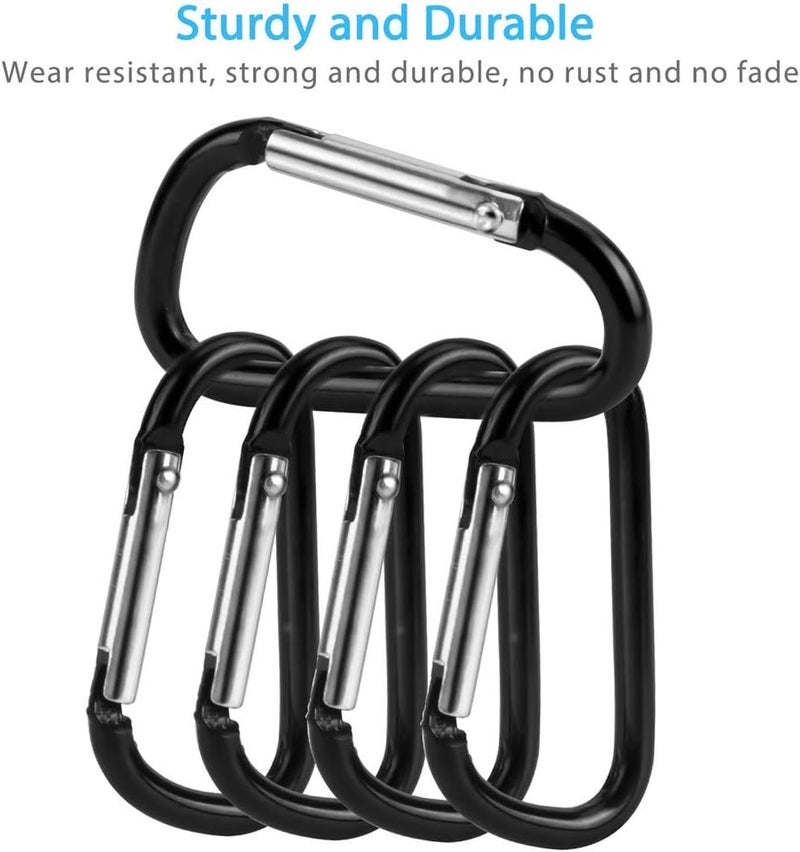 FJCTER 20PCS Mini 1.85"/4.7CM Aluminum Carabiners with 10PCS Nickel Metal Key Rings Lightweight D Shape Keychain Clips Small Multipurpose Carabiner Buckles for Indoor Outdoor Use - Image 5