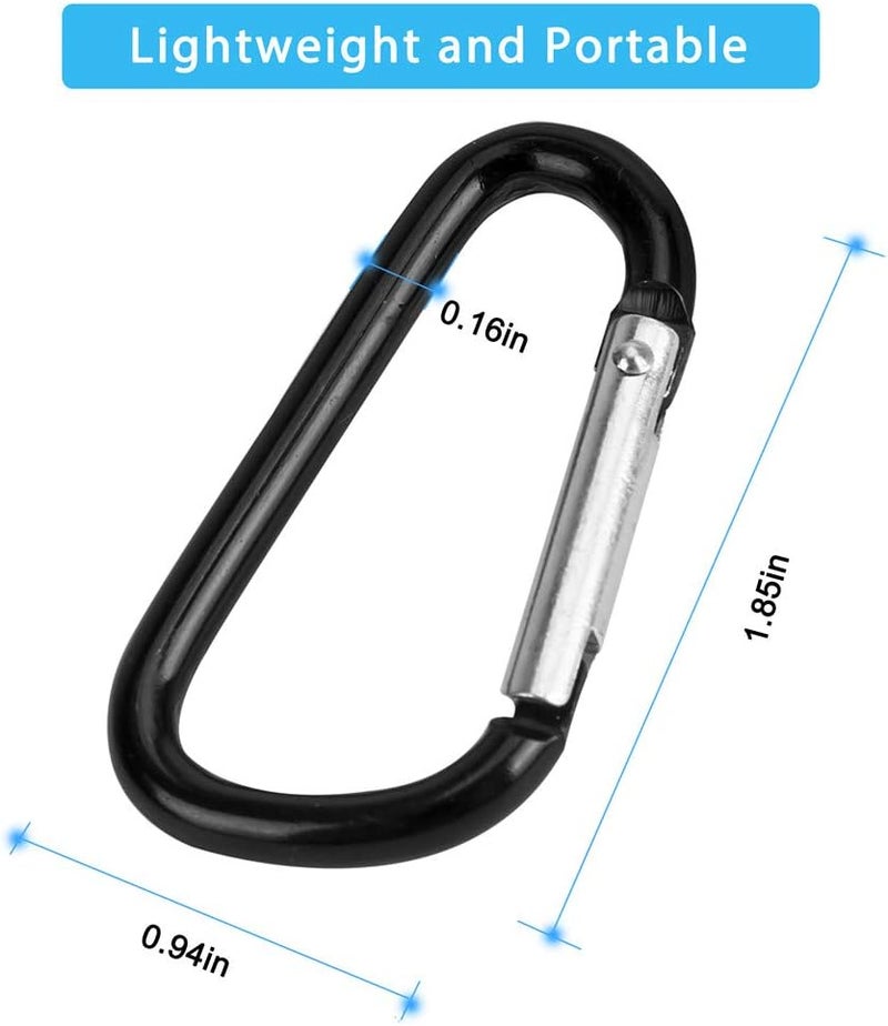 FJCTER 20PCS Mini 1.85"/4.7CM Aluminum Carabiners with 10PCS Nickel Metal Key Rings Lightweight D Shape Keychain Clips Small Multipurpose Carabiner Buckles for Indoor Outdoor Use - Image 2