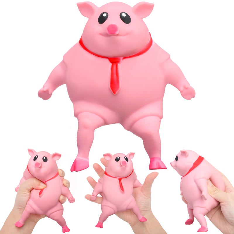 Liliful Pig Squeeze Stretch Pink Pig Novelty Gift Funny Cute Squeeze Animal Stress Relief Items for Anxiety Adults Stress Relief Gifts for Women Men Fidget Decompress - Image 1