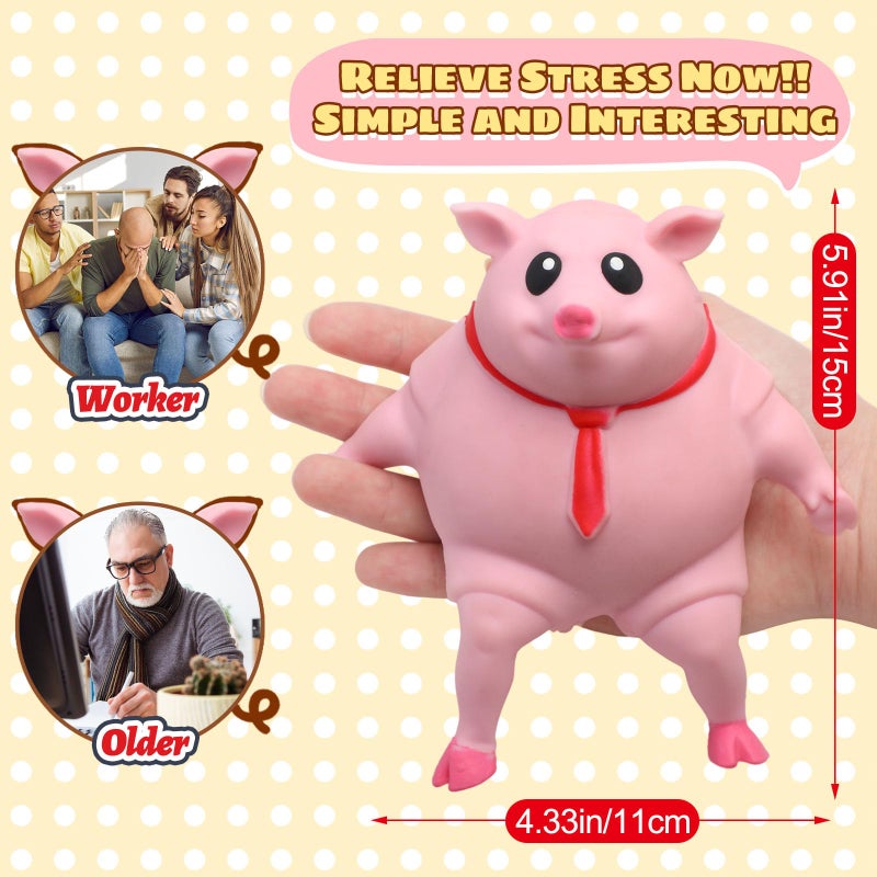 Liliful Pig Squeeze Stretch Pink Pig Novelty Gift Funny Cute Squeeze Animal Stress Relief Items for Anxiety Adults Stress Relief Gifts for Women Men Fidget Decompress - Image 2