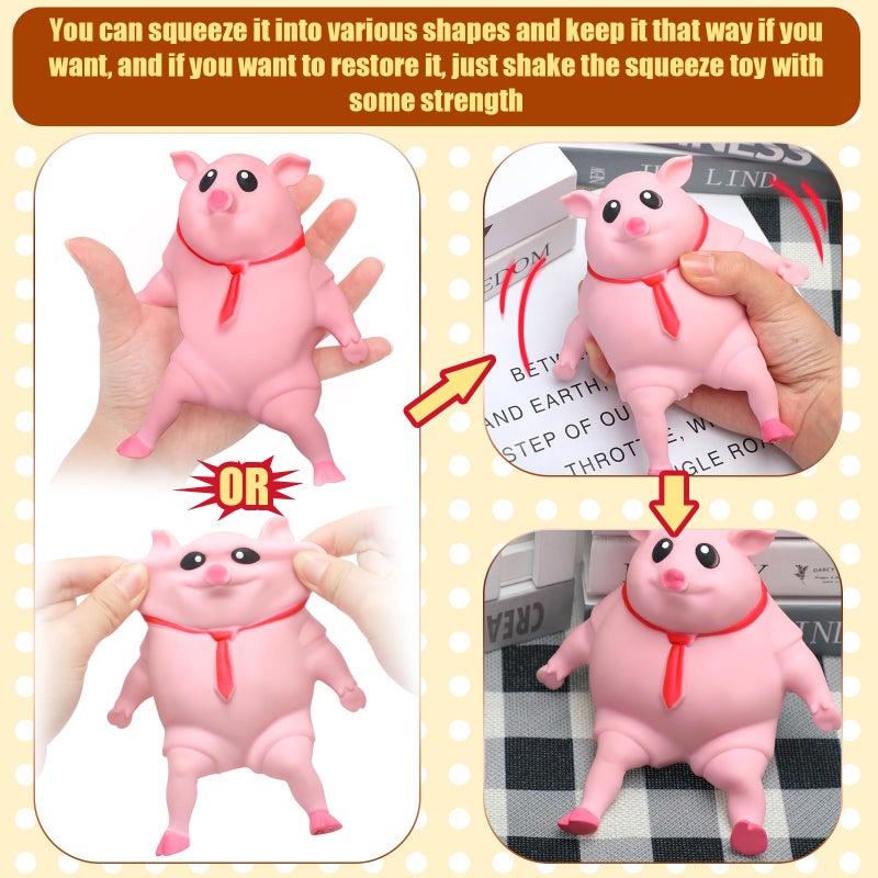 Liliful Pig Squeeze Stretch Pink Pig Novelty Gift Funny Cute Squeeze Animal Stress Relief Items for Anxiety Adults Stress Relief Gifts for Women Men Fidget Decompress - Image 4