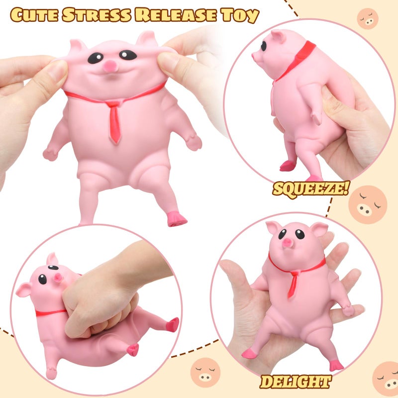 Liliful Pig Squeeze Stretch Pink Pig Novelty Gift Funny Cute Squeeze Animal Stress Relief Items for Anxiety Adults Stress Relief Gifts for Women Men Fidget Decompress - Image 3