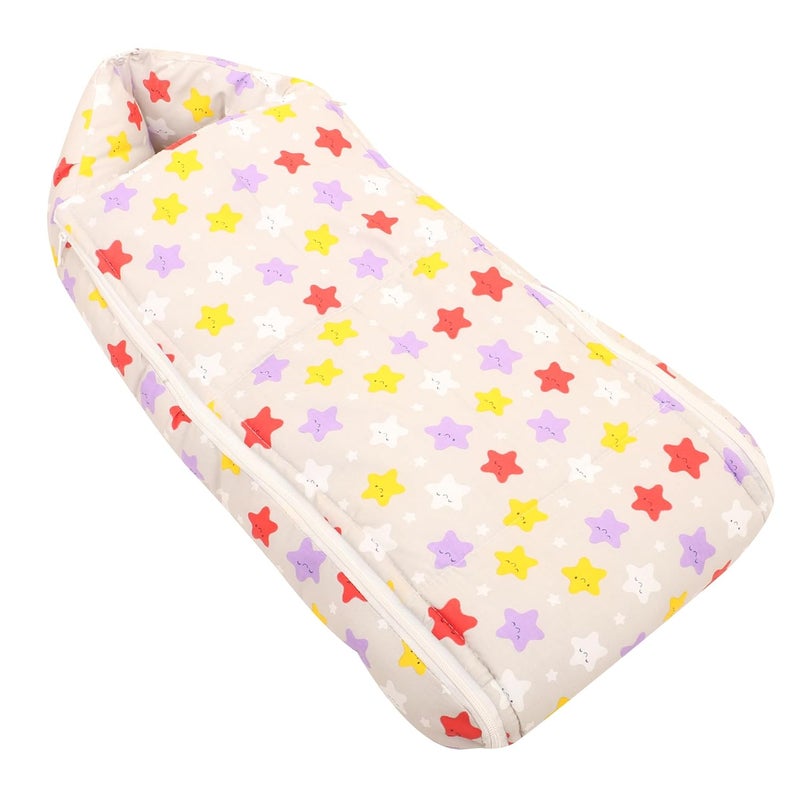 Nonibud Baby Cotton Sleeping Bed Cum Carrying Nest Bag with Storage Bag Large Size 77 Cms X 40 Cms 09 Months SkyBlue Star Print Pink Stars New - Image 1