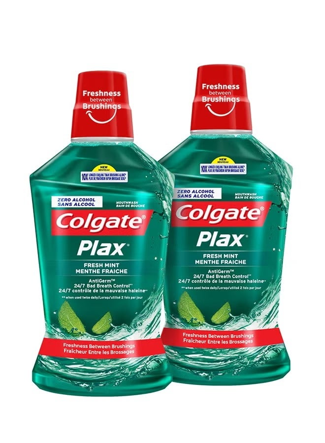 Colgate Pack Of 2 Plax Fresh Mint Mouthwash 500ml - Image 1