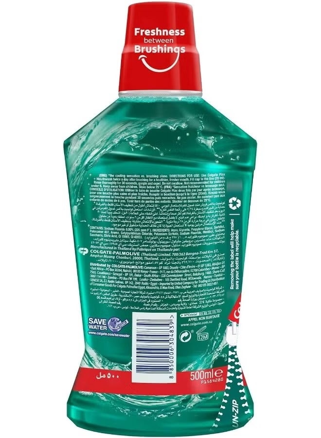 Colgate Pack Of 2 Plax Fresh Mint Mouthwash 500ml - Image 3