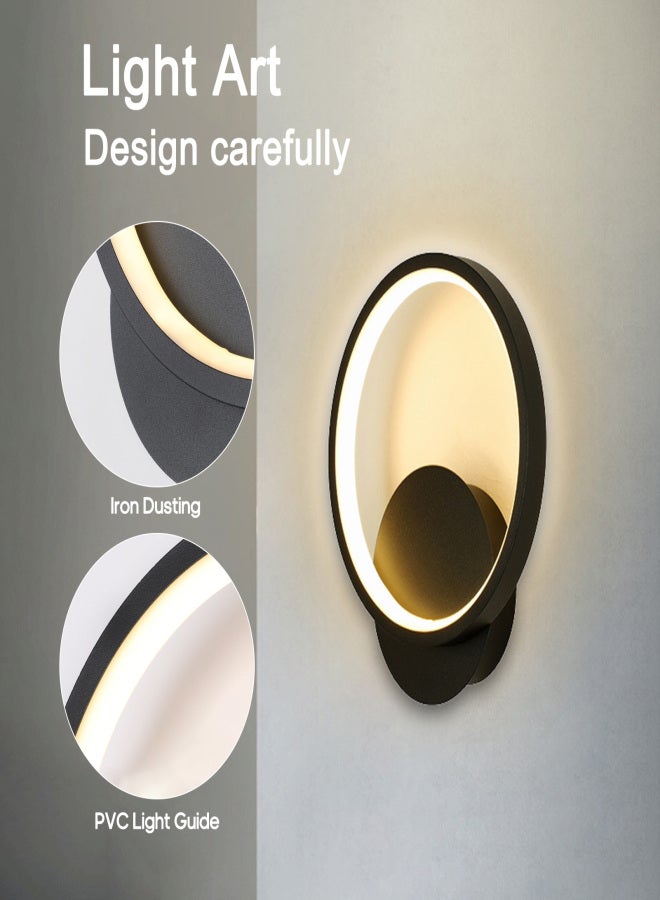 Modern Wall Lamp Black Round Interior Decoration Metal LEDs Wall Lamp Hard-Wired Wall Lamp 12W Suitable for Living Room Bedroom Dining Room Corridor Wall Lamp - Image 2
