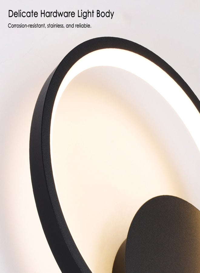 Modern Wall Lamp Black Round Interior Decoration Metal LEDs Wall Lamp Hard-Wired Wall Lamp 12W Suitable for Living Room Bedroom Dining Room Corridor Wall Lamp - Image 5