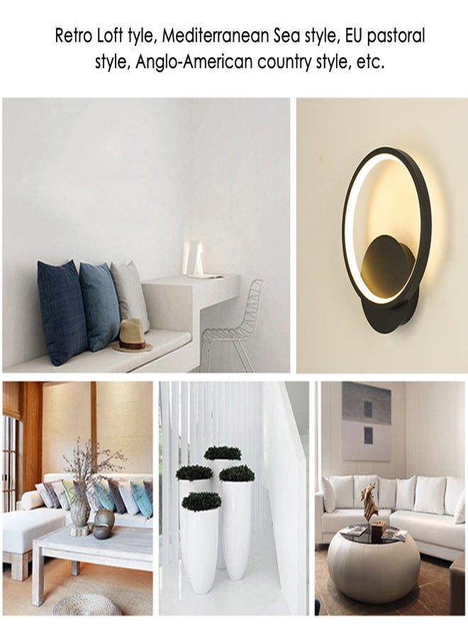 Modern Wall Lamp Black Round Interior Decoration Metal LEDs Wall Lamp Hard-Wired Wall Lamp 12W Suitable for Living Room Bedroom Dining Room Corridor Wall Lamp - Image 4