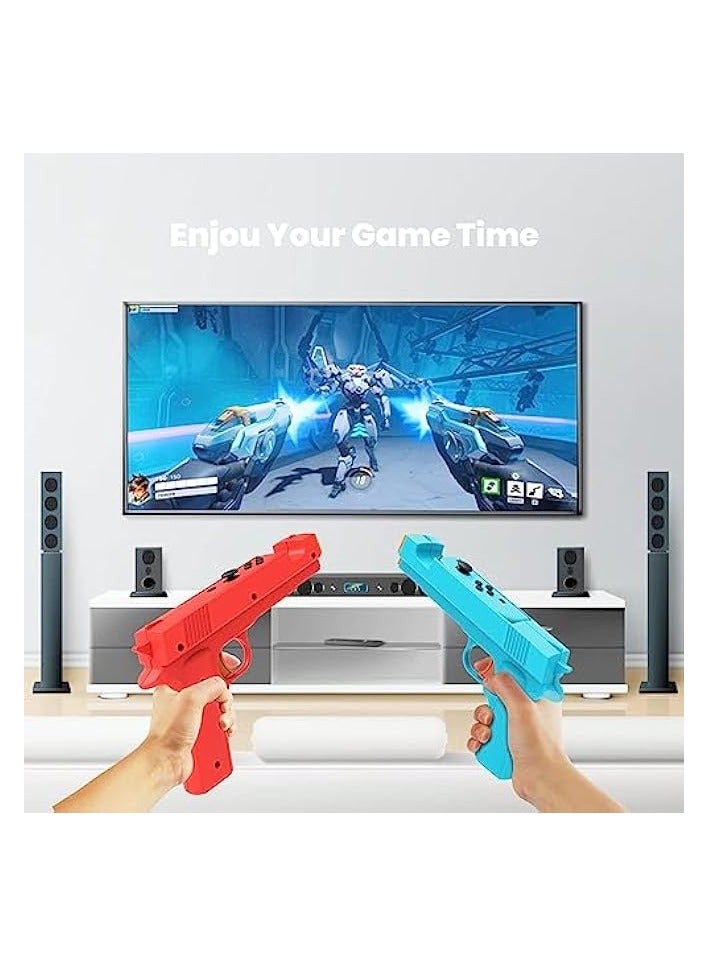 بروماس وحدة تحكم مسدس لعبة الرماية متوافقة مع Switch/Switch OLED Joy-Con، وحدة تحكم حركة قبضة اليد لألعاب الصيد مطلق النار (أزرق + أحمر) - Image 2