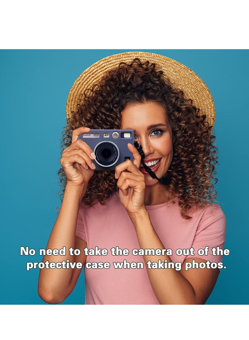 SOLARAE حافظة كاميرا ل Instax Mini EVO حافظة واقية من السيليكون لكاميرا فوجي Instax Mini EVO الفورية حافظة مطاطية خفيفة الوزن لفوجي فيلم Instax Mini Evo (أزرق) - Image 5