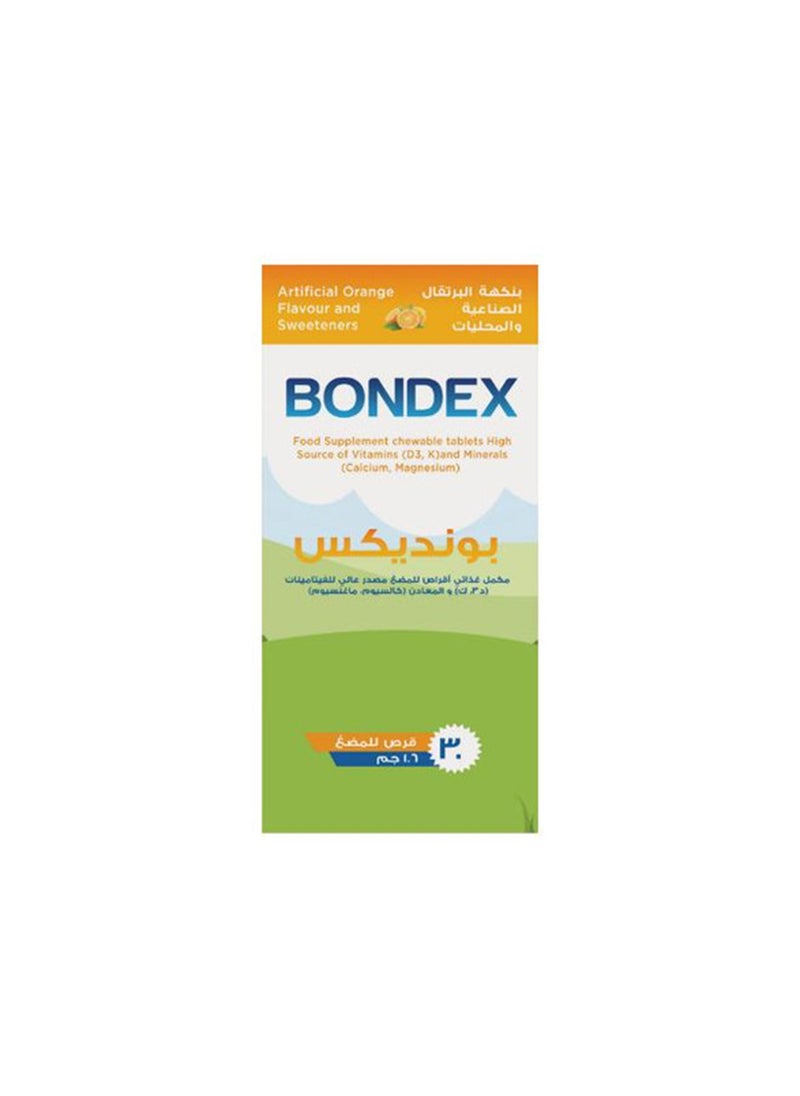 Noor AlQmar Bondex Contains Calcium, Vit D3, Vit K, Magnesium To Support Bone Health - 30 Chewable Tablets  - Image 1