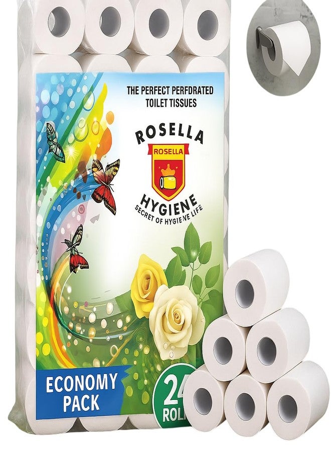 Rosella 4-Ply Toilet Tissue Paper Rolls, 250 Sheets per Roll, Pack of 24, Embossed, Extra Thick, Soft & Highly Absorbent, Strong and Durable, Suitable for Home and Office Use - Image 1