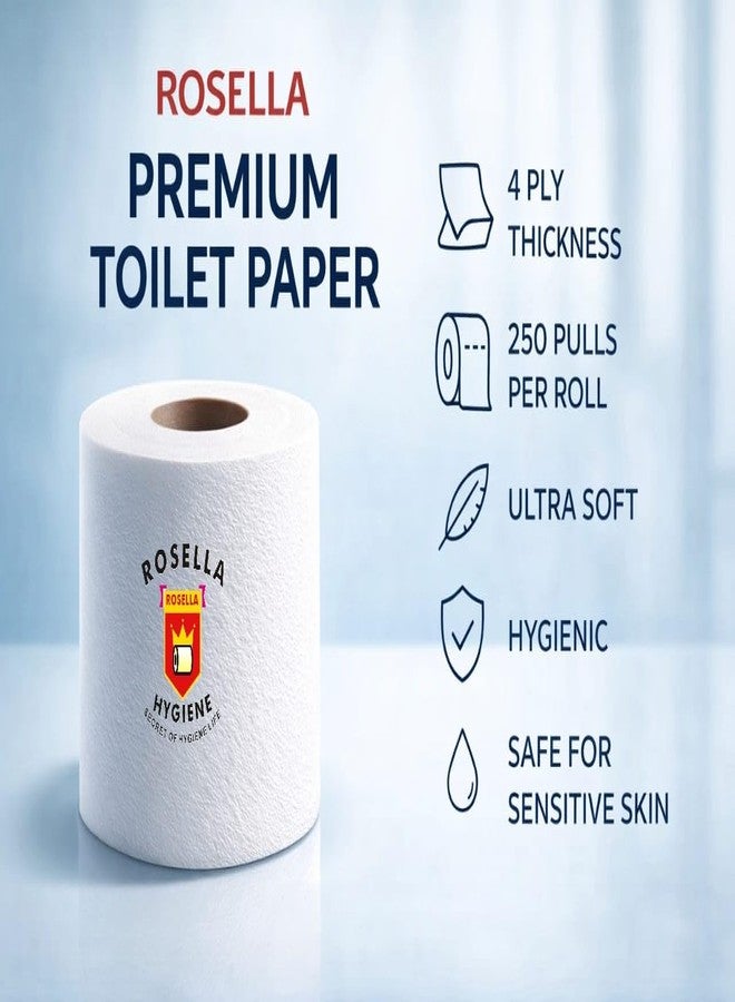 Rosella 4-Ply Toilet Tissue Paper Rolls, 250 Sheets per Roll, Pack of 24, Embossed, Extra Thick, Soft & Highly Absorbent, Strong and Durable, Suitable for Home and Office Use - Image 4