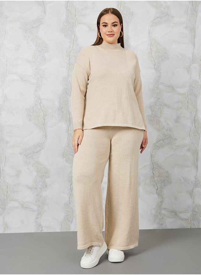 Styli - High Neck Knit Sweater & Pants Co-Ords - Image 1