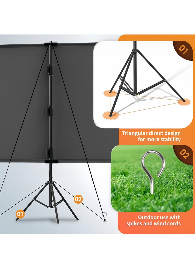 Flash Hawk Updated Projector Screen with Stand 100inch Indoor Outdoor Projector Screen 16:9, 4K HD Projector Screen for Outdoor and Indoor Wall Hanging 2 IN 1 with Carry Bag, Ground Nails  - Image 2
