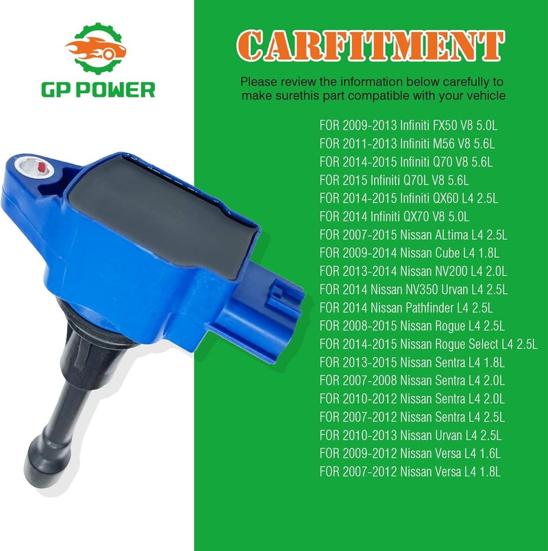 GP POWER Set of 4 Ignition Coil Pack for Nissan Infiniti Models - Image 4