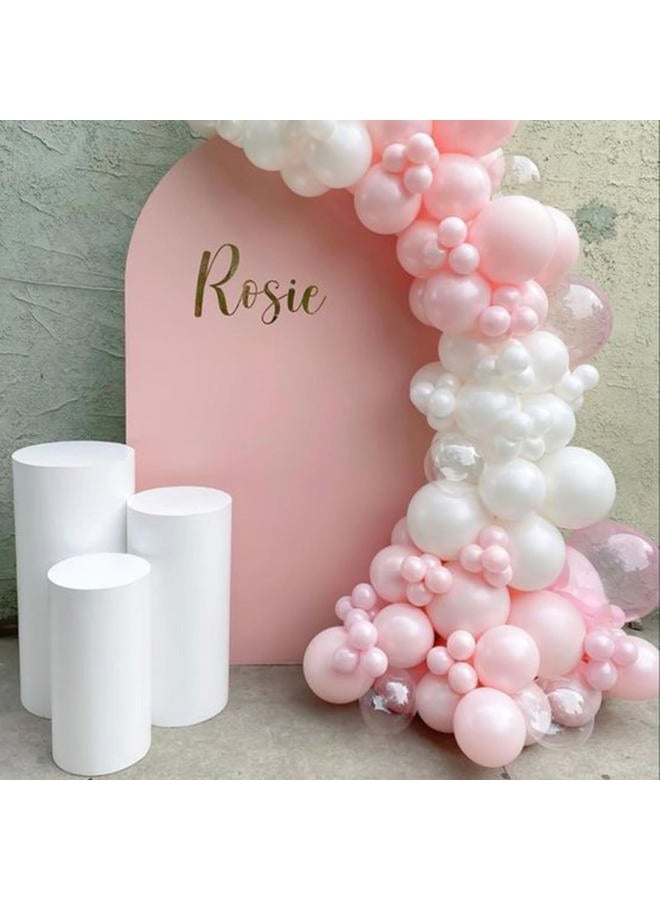 Biapian Pink & White Balloons, 12 Inch Pink White Metallic Chrome Pink Confetti Pink Latex Balloons with Ribbon Pink White Party Balloons Set for Girls Baby Shower Birthday Princess Party Decorations - Image 4