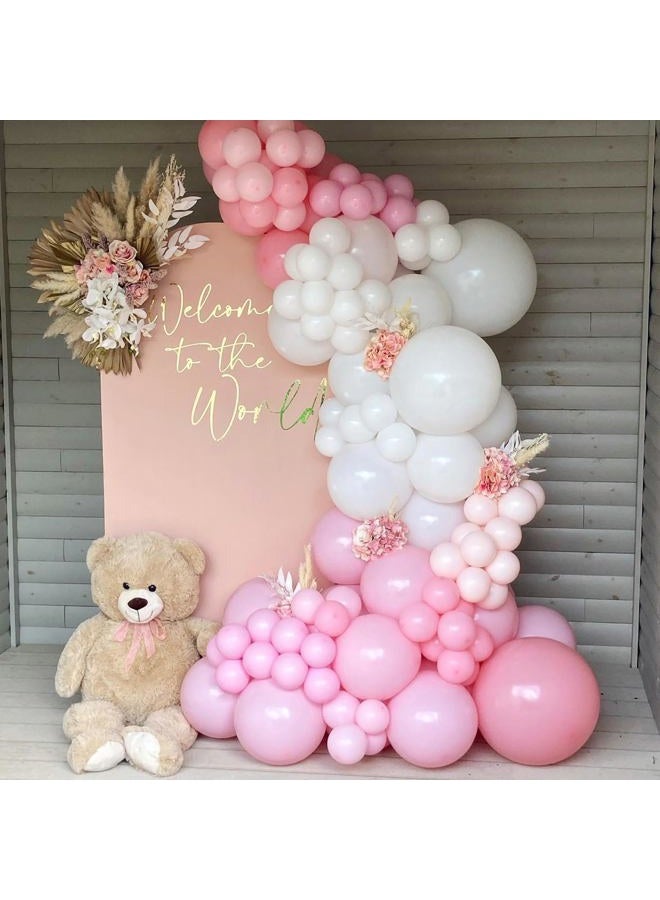 Biapian Pink & White Balloons, 12 Inch Pink White Metallic Chrome Pink Confetti Pink Latex Balloons with Ribbon Pink White Party Balloons Set for Girls Baby Shower Birthday Princess Party Decorations - Image 3