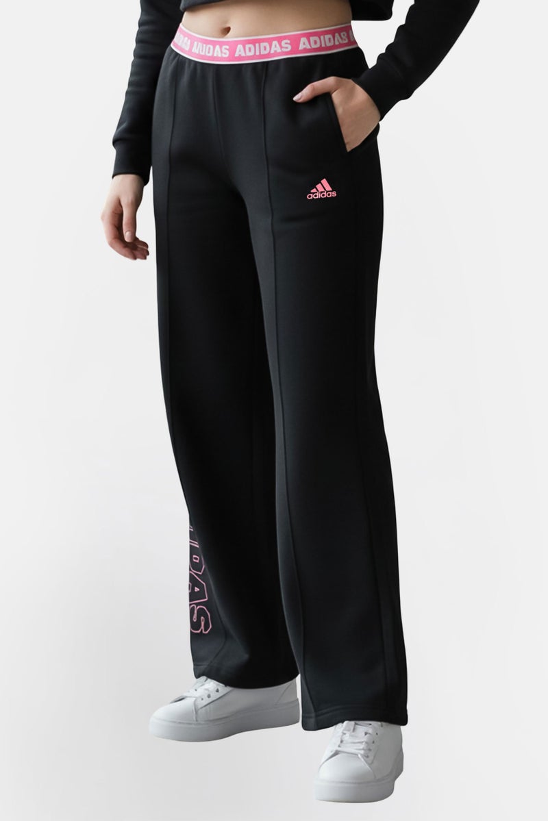 Adidas Kids Girl Brand Logo Outdoor Sweatpants, Black - Image 1