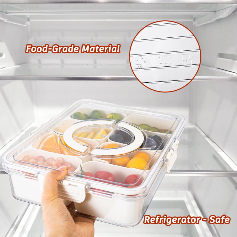 Dingerjar Divided Serving Tray with Lid and Handle - Snackle Box Charcuterie Container for Portable Snack Platters - Clear Organizer for Candy, Fruits, Nuts, Snacks - Perfect for Party, Entertaining - Image 4
