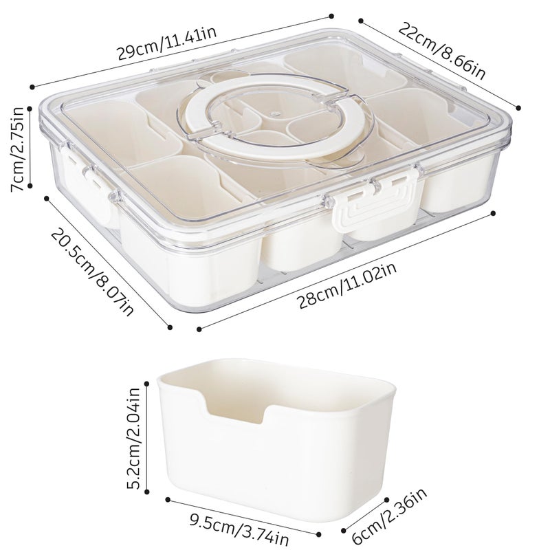 Dingerjar Divided Serving Tray with Lid and Handle - Snackle Box Charcuterie Container for Portable Snack Platters - Clear Organizer for Candy, Fruits, Nuts, Snacks - Perfect for Party, Entertaining - Image 2