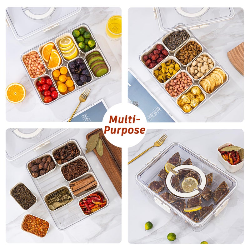 Dingerjar Divided Serving Tray with Lid and Handle - Snackle Box Charcuterie Container for Portable Snack Platters - Clear Organizer for Candy, Fruits, Nuts, Snacks - Perfect for Party, Entertaining - Image 5