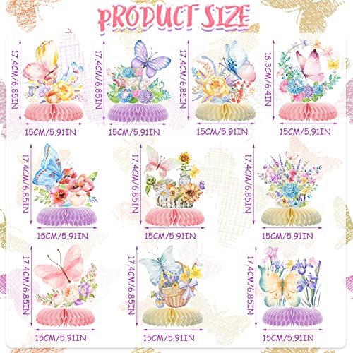Tarklanda 10pcs Butterfly Party Decorations Spring Pink Purple Butterfly Flowers Centerpieces 3D Table Honeycomb Toppers for Girls Baby Shower Party Photo Prop Supplies - Image 5