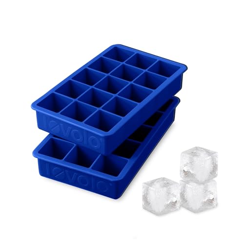 Tovolo Perfect Ice Mold Freezer Tray of 1.25-Inch Cubes for Whiskey, Bourbon, Spirits & Liquor, BPA-Free Silicone, Fade Resistant, Set of 2, Stratus Blue - Image 1