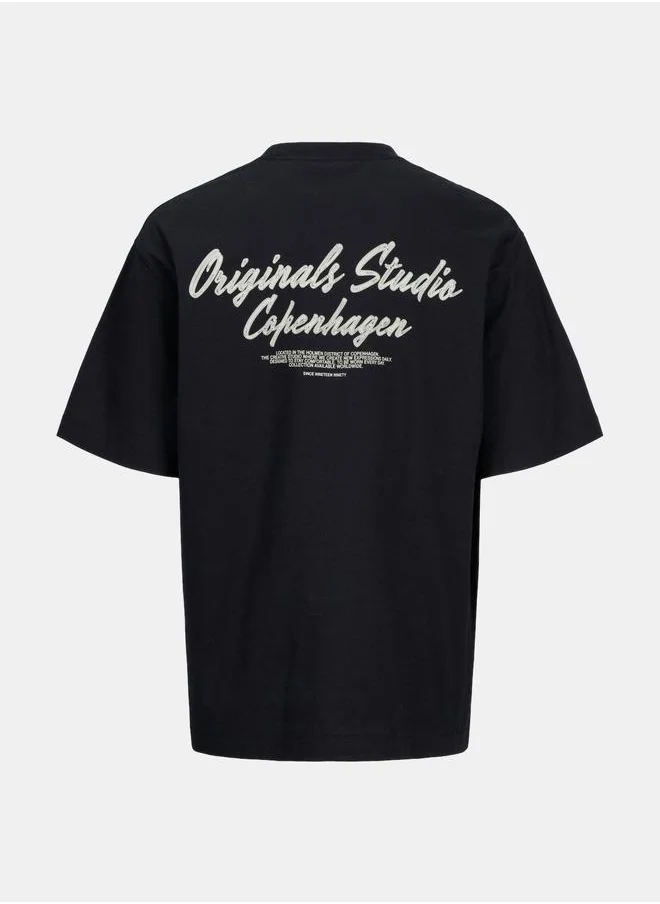 JACK & JONES Chelsea Rubber Crew Neck Loose T-Shirt
