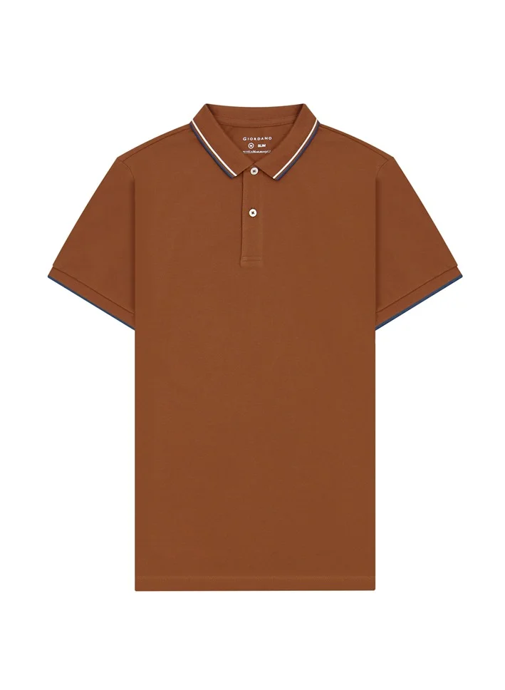 جيوردانو Men's Solid Polo  - Brown