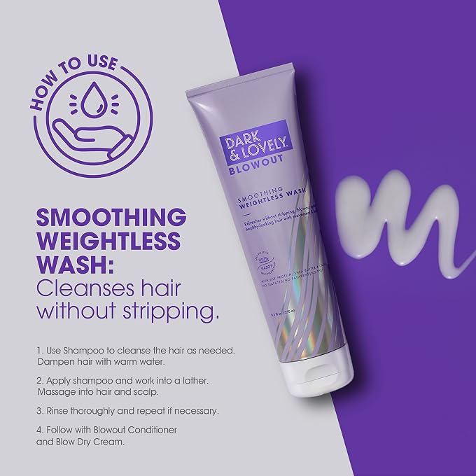SOFT SHEEN -Carson Dark and Lovely Blowout Hydrating Sulfate Free Shampoo with Castor Oil, For Curly Hair, 8.5 fl oz - Image 2