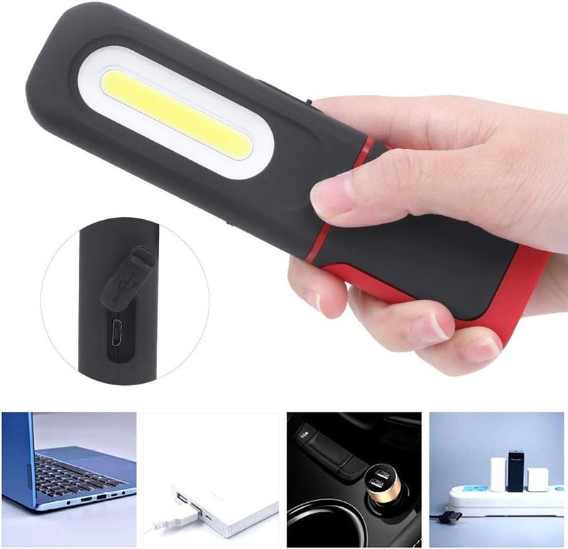 5W Portable COB Working Light, USB Rechargeable Emergency Flashlight with Magnetic Base, 3‑Speed Adjustable Multifunction Work Lamp for Outdoor and Home Use - Image 4